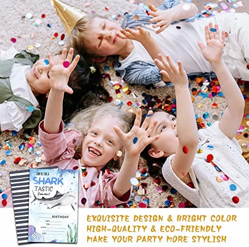 Shark Birthday Invitations with Envelopes - 20 Pack Ocean Theme