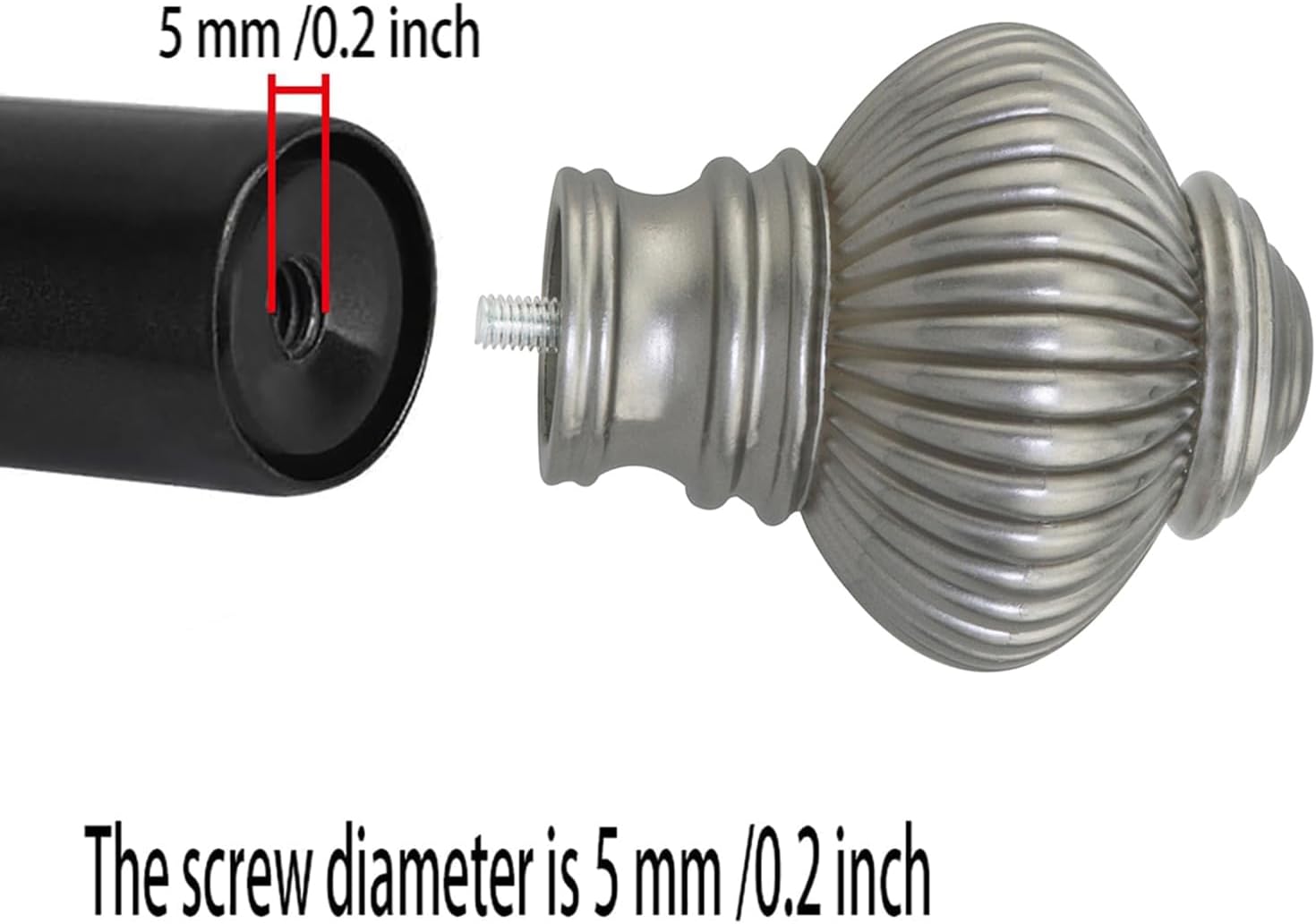 2PCS Plastic Roman Rod Curtain Ends 58 Inch Diameter