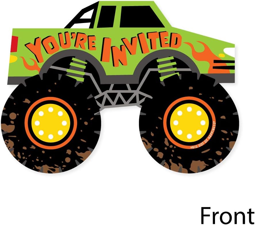 Big Dot Of Happiness Monster Truck Invitation Set Of 12