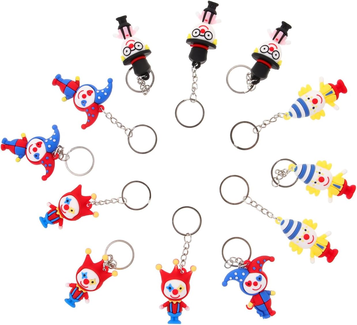 Operitacx 12 Pack Clown Keychain Pendants