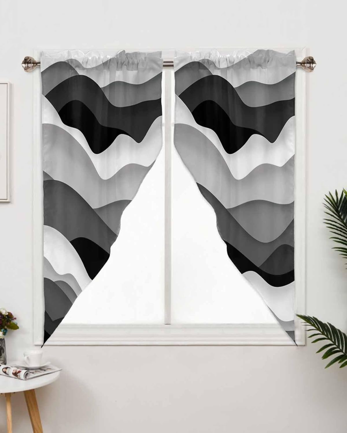 Savannan Swag Curtains Ocean Waves Gradient Rod Pocket 2 Panel