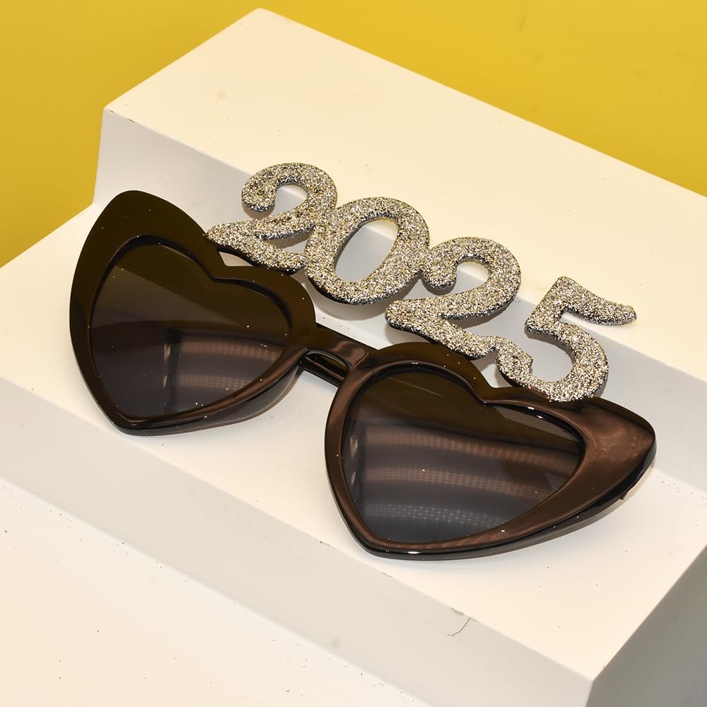 4PCS Glitter Plastic Heart Glasses 2025 Party Props