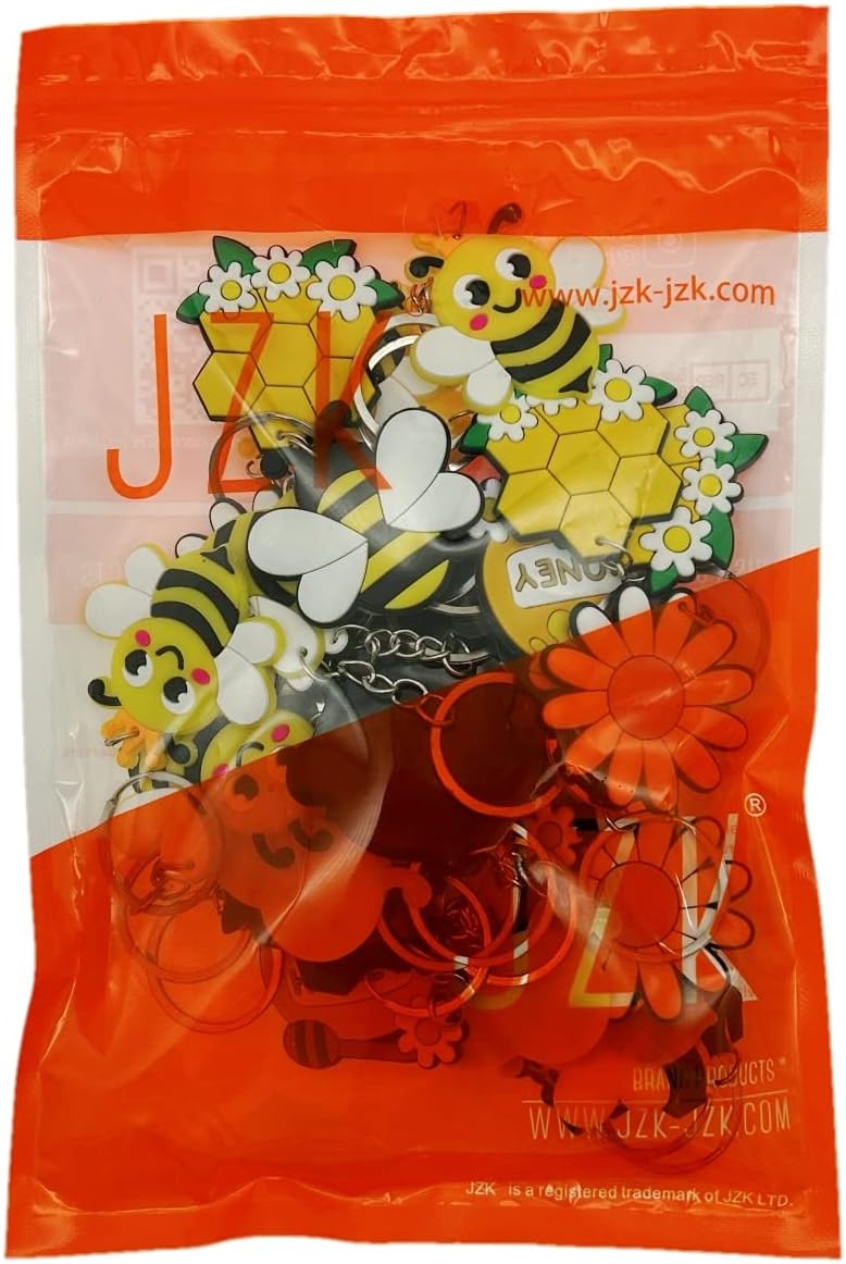 JZK 30 Pcs Cute Honey Bee Keyrings Set for Kids