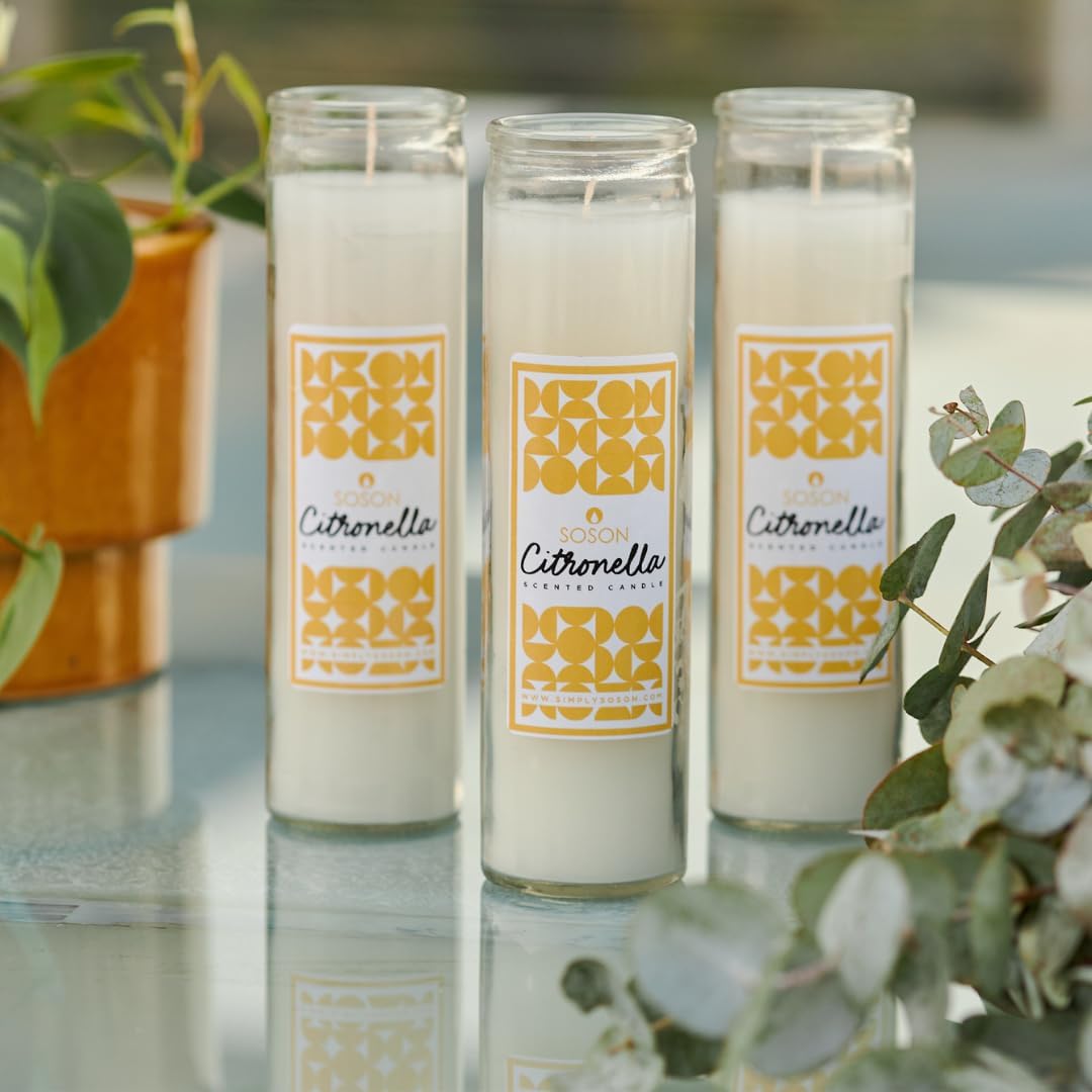 Simply Soson Citronella Candles - 3 Pack Ivory Jar 2x8 Inch