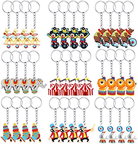 36 Pcs Circus Animals Keychains Party Favors