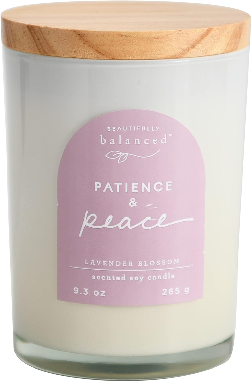 Scented Lidded Glass Soy Candle with Patience and Peace