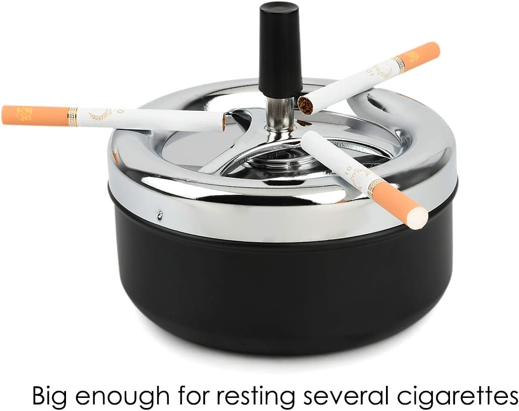 Round Push Down Ashtray with Spinning Tray