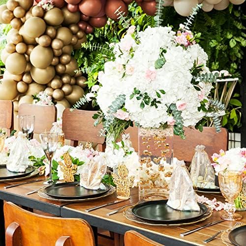 Junkin 500 Pcs Mixed Size Gloss Pearl Vase Fillers Gold