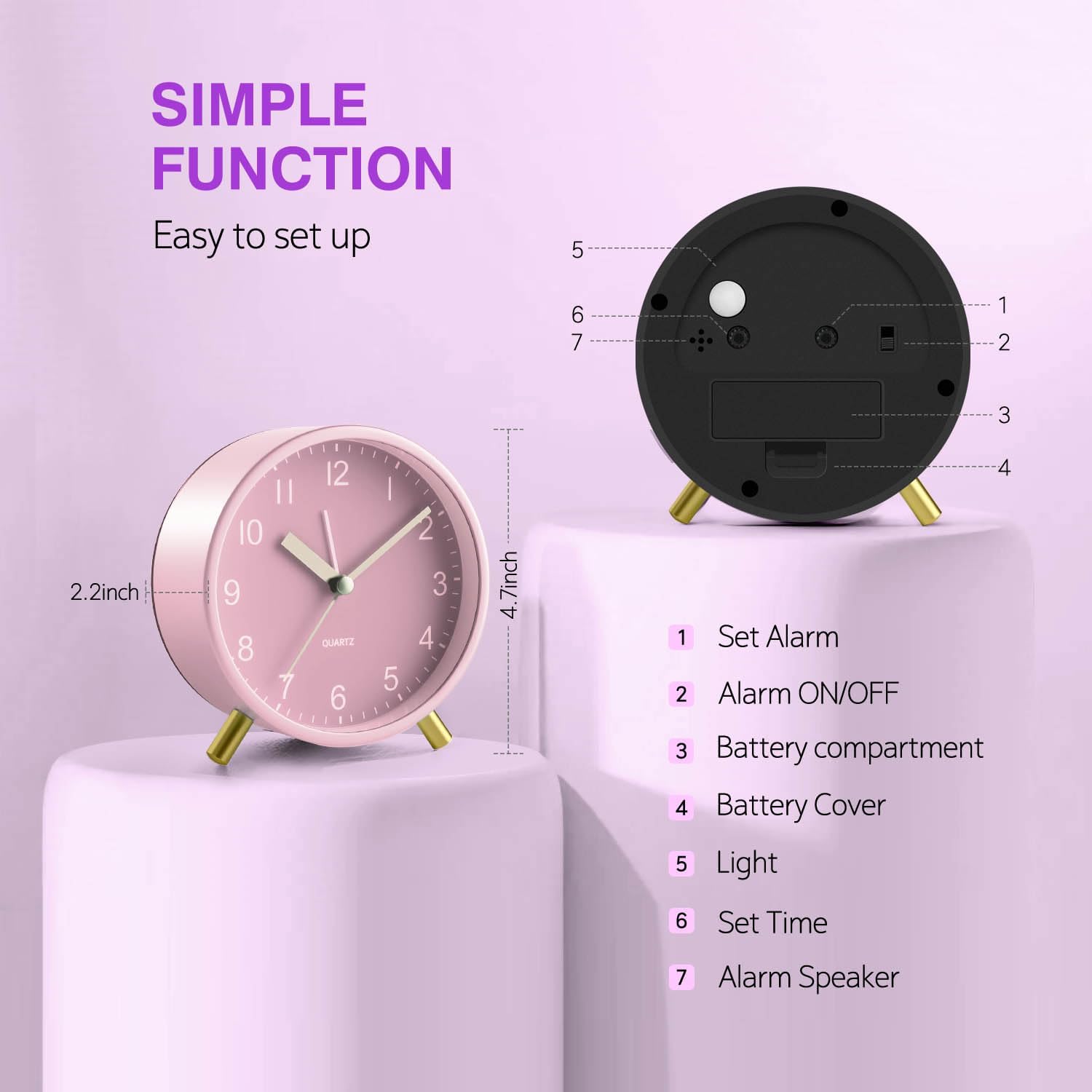 YouJabz Analog Alarm Clock for Girls and Kids