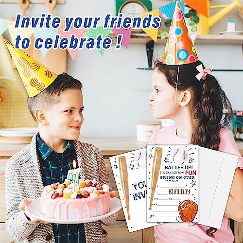 AWSICE Baseball Birthday Invitations 20 Fill-In Cards with Envelopes