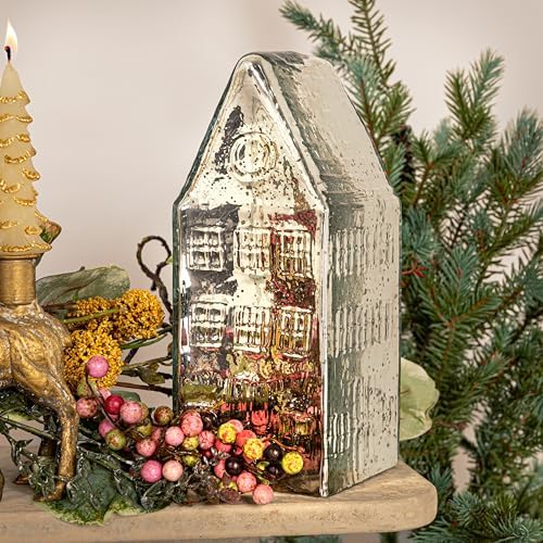 Creative Co Op Tall Mercury Glass House Silver Decor