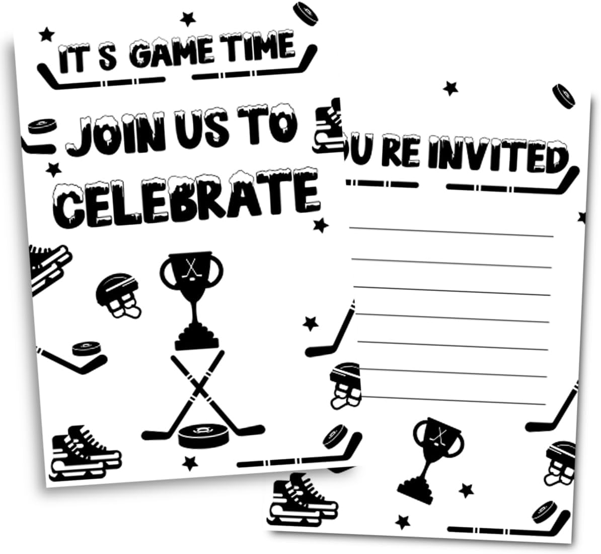 Ice Hockey Birthday Party Invitations for Boys 30 Cards
