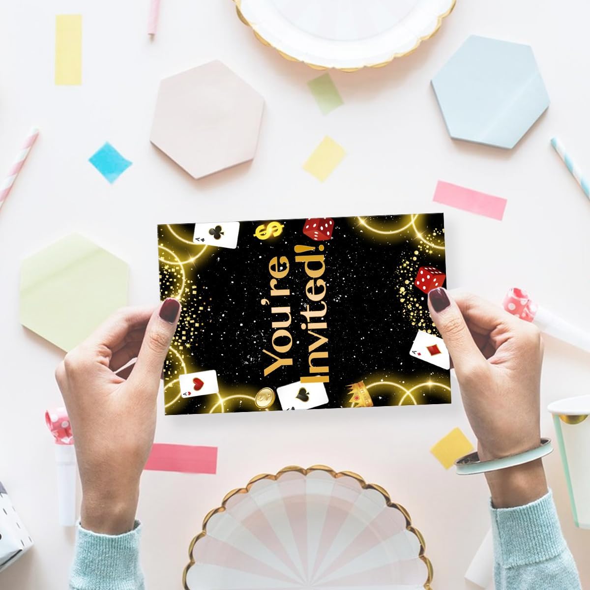Casino Birthday Invitations with Envelopes Set of 20