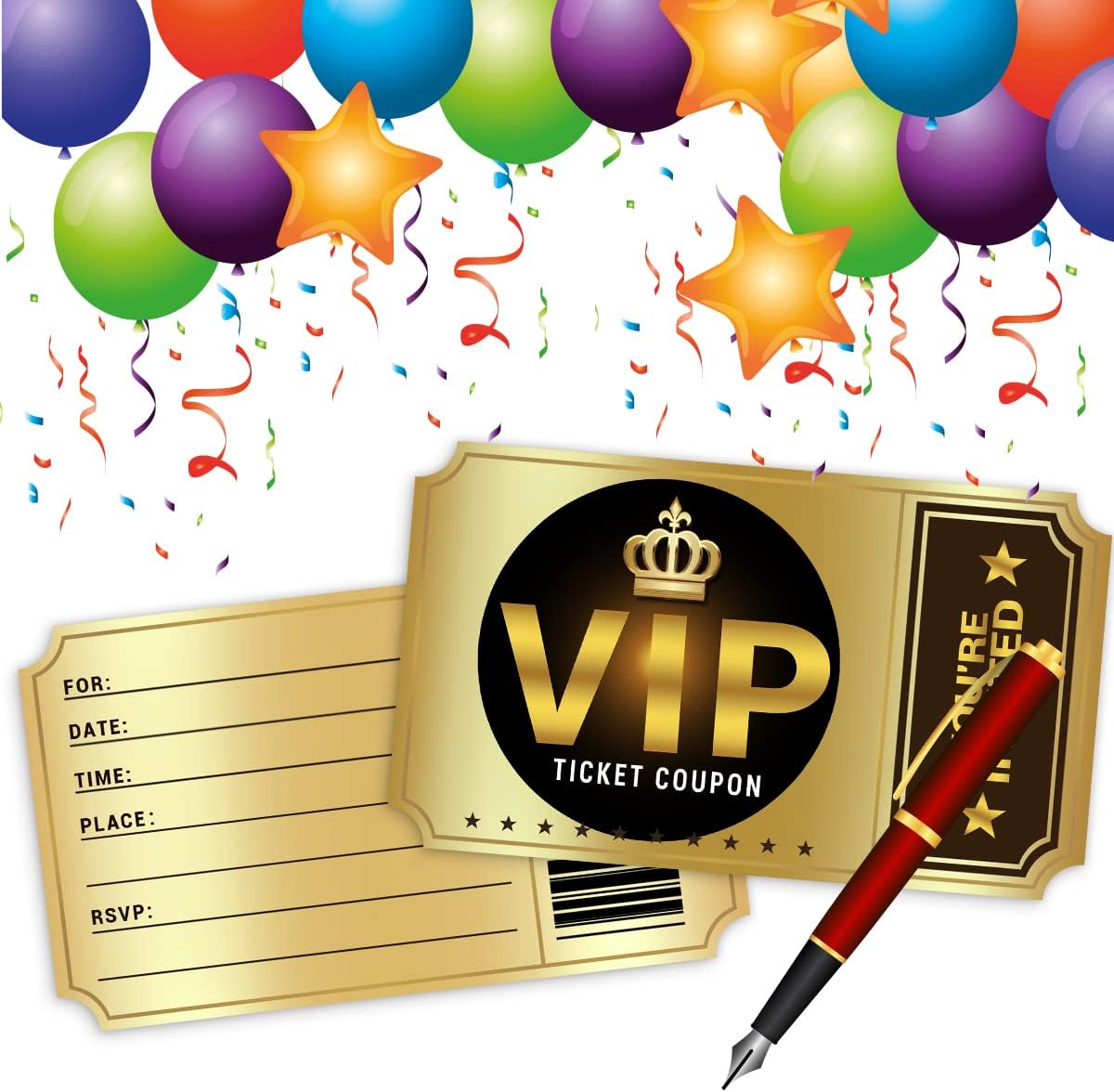 Wuguimeii 20 Double-Sided Birthday Party Invitations with Envelopes