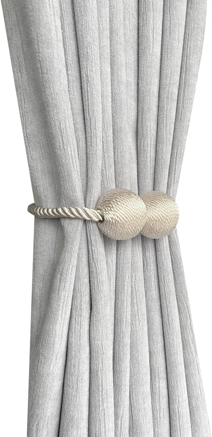 Melaluxe 6 Pack Magnetic Curtain Holdbacks Beige