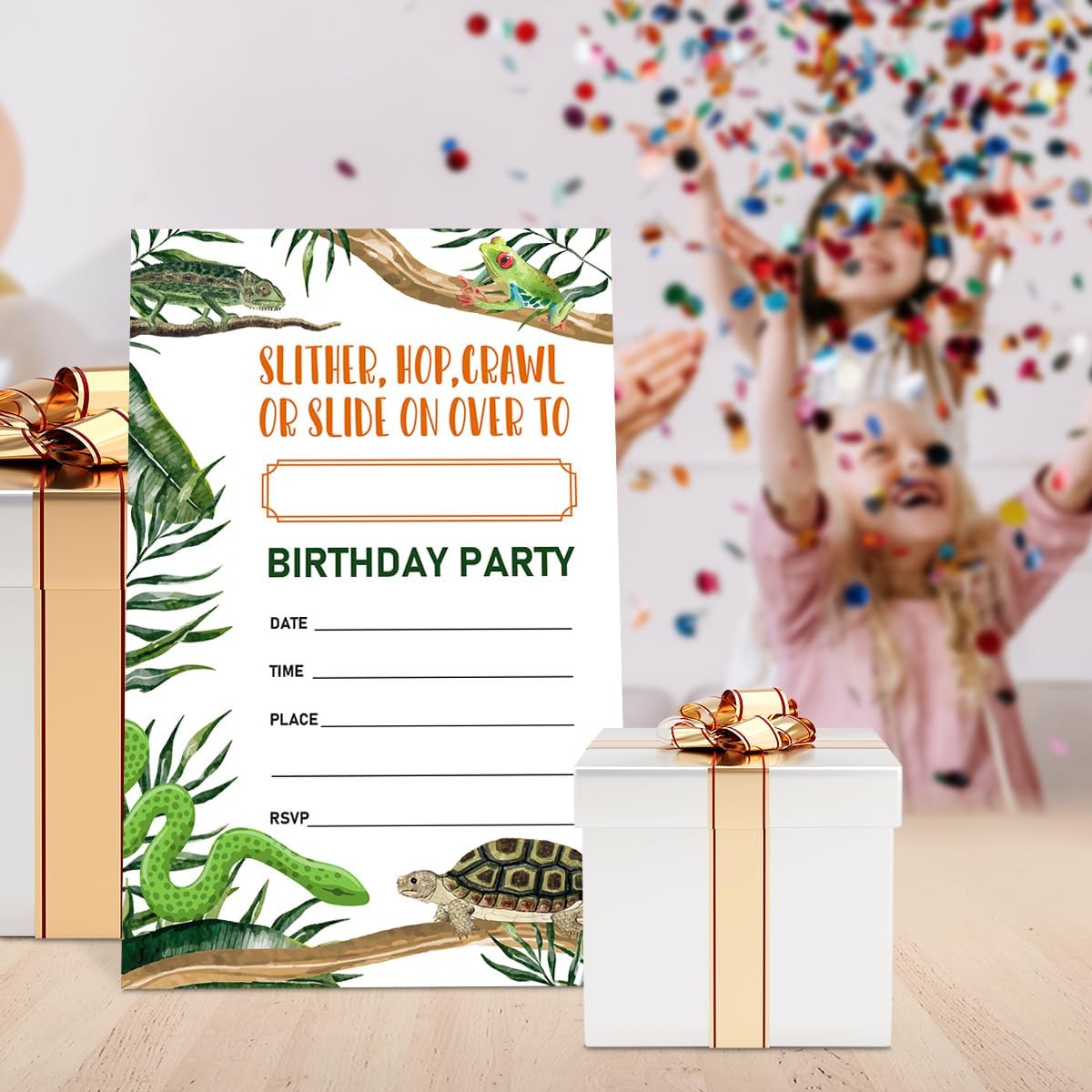 Reptile Birthday Invitations for Boy with Envelopes Set of 20