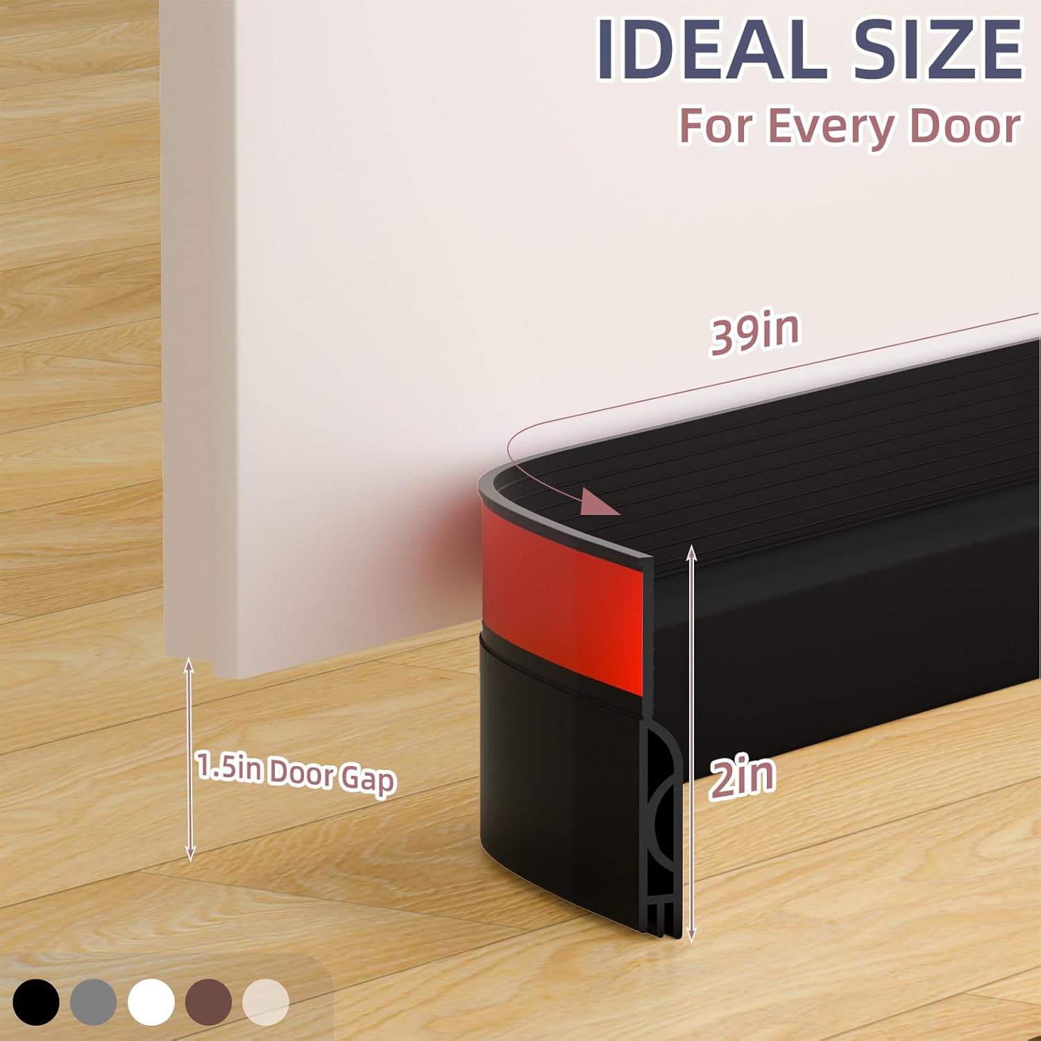 Black Door Draft Stopper 39 Inches Weather Seal