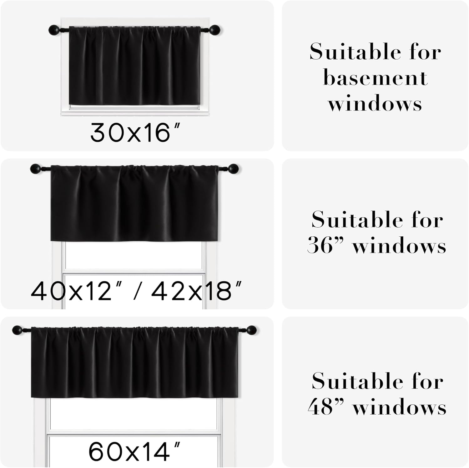 XTMYI Window Valance Set of 2 30 x 16 Inches Gray