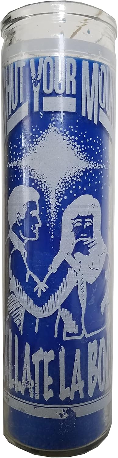 Shut Your Mouth Blue Pillar Candle