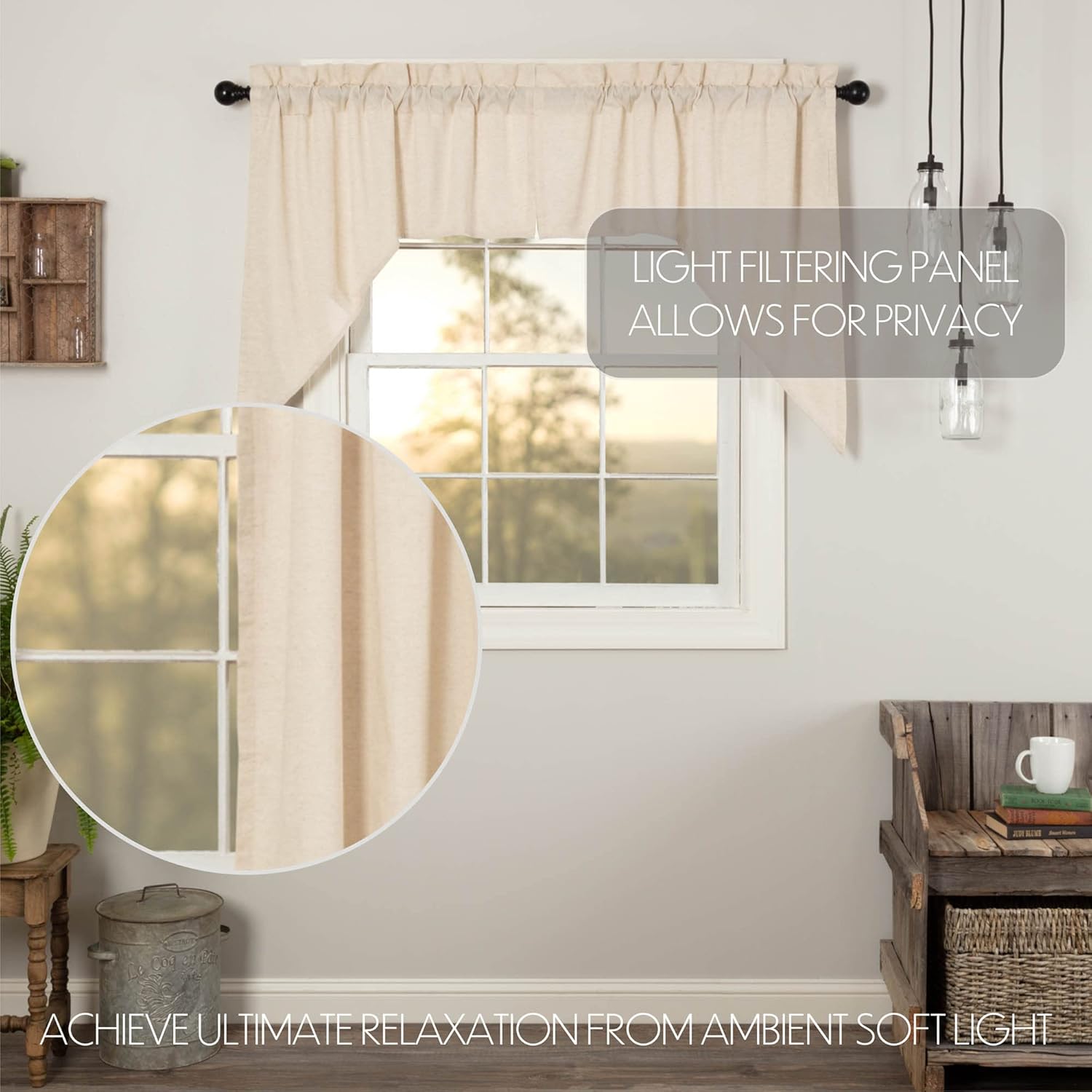 VHC Brands Simple Life Flax Window Curtain Swag Set of 2