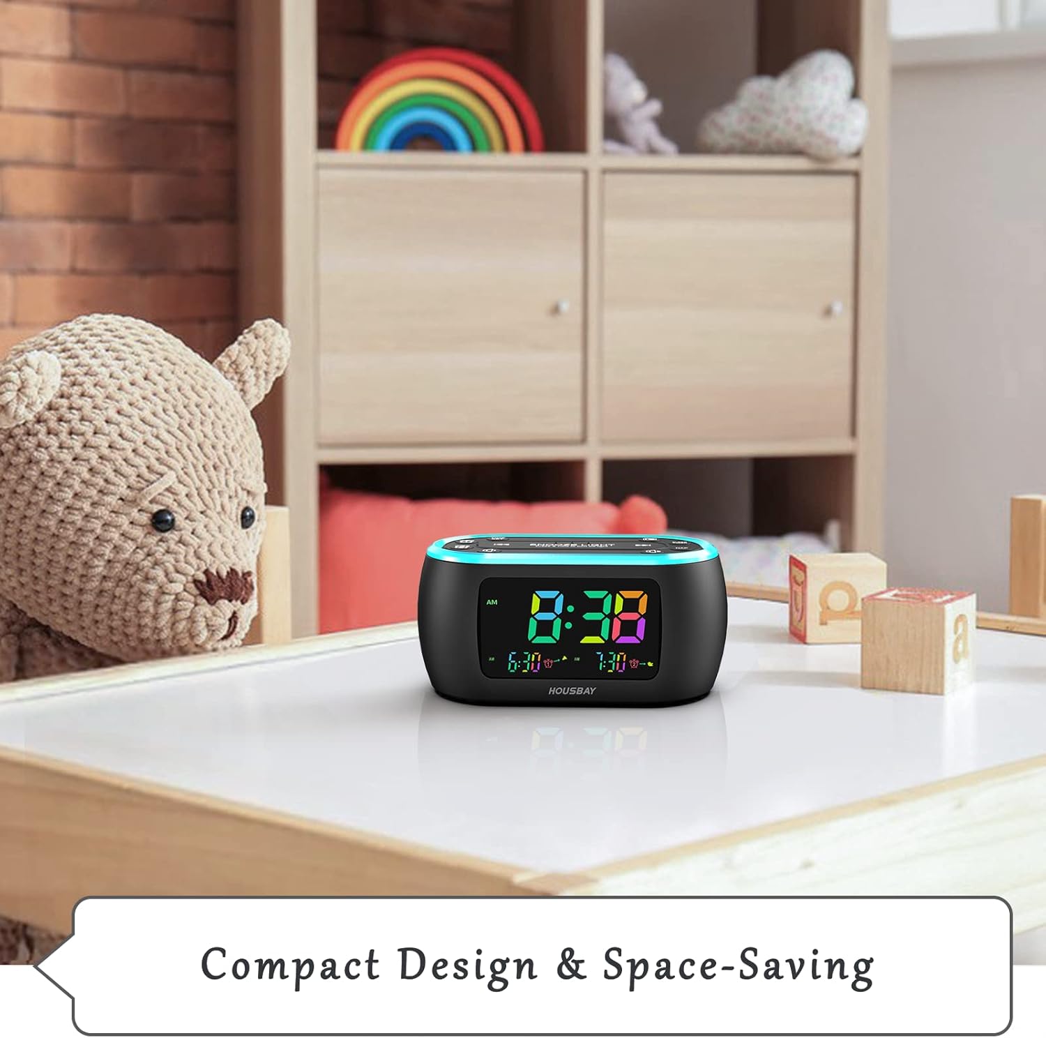 HOUSBAY 3 in 1 Alarm Clock for Bedrooms - Clock Radio Night Light
