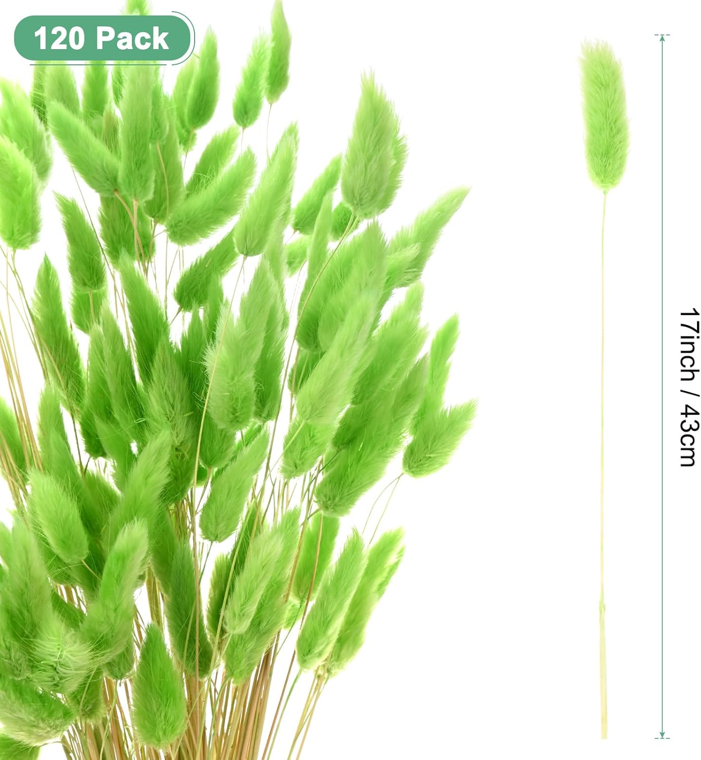 120-Pack Artificial Bunny Tails Grass 17 Inch Green Decor