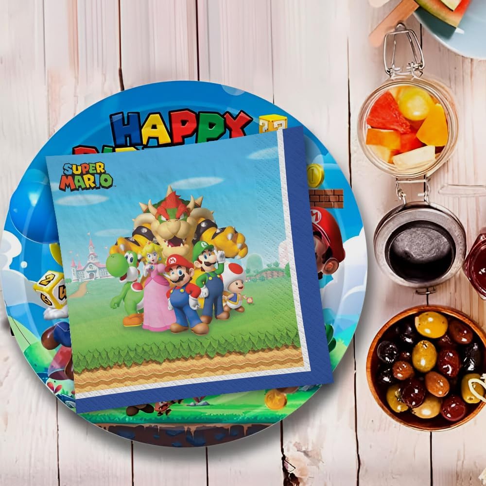 Multicolor Super Mario Luncheon Napkins 16 Count