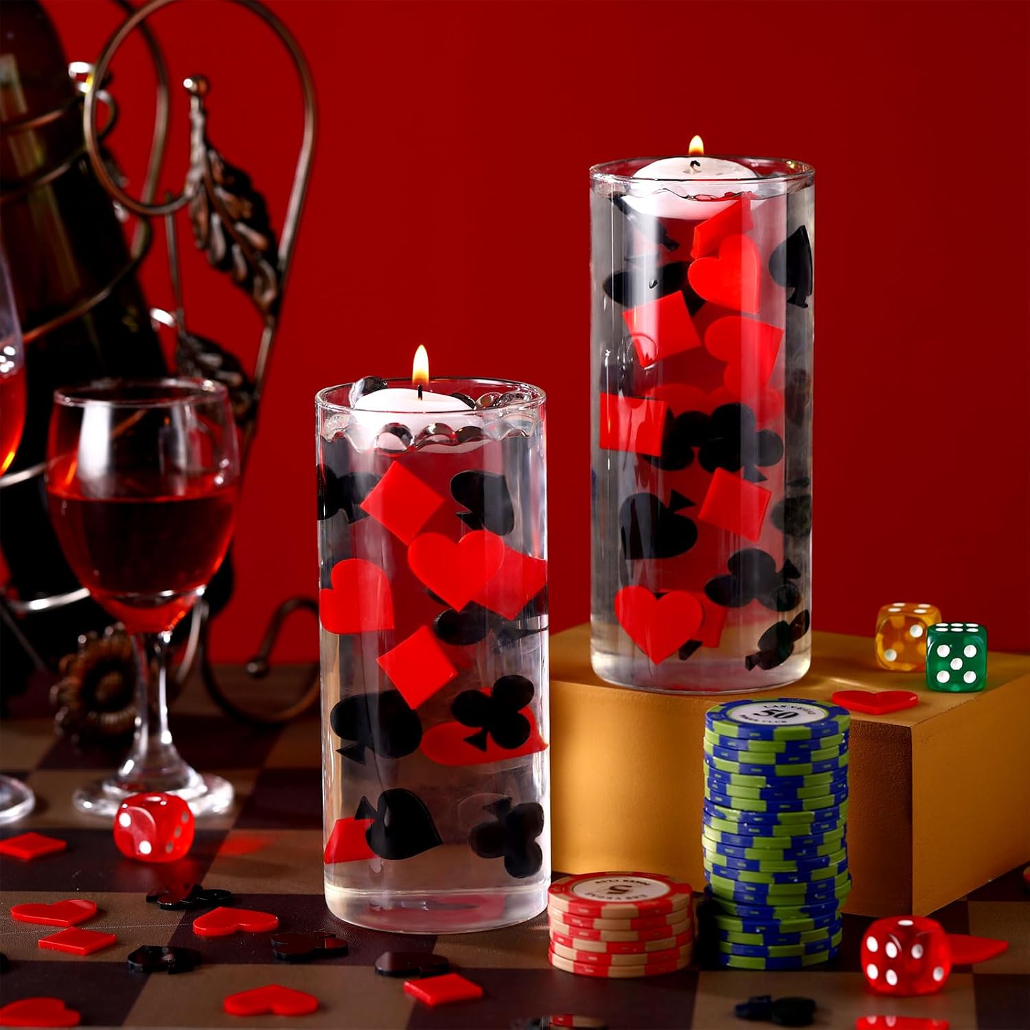 96 Pcs Casino Vase Filler Acrylic Poker Decorations