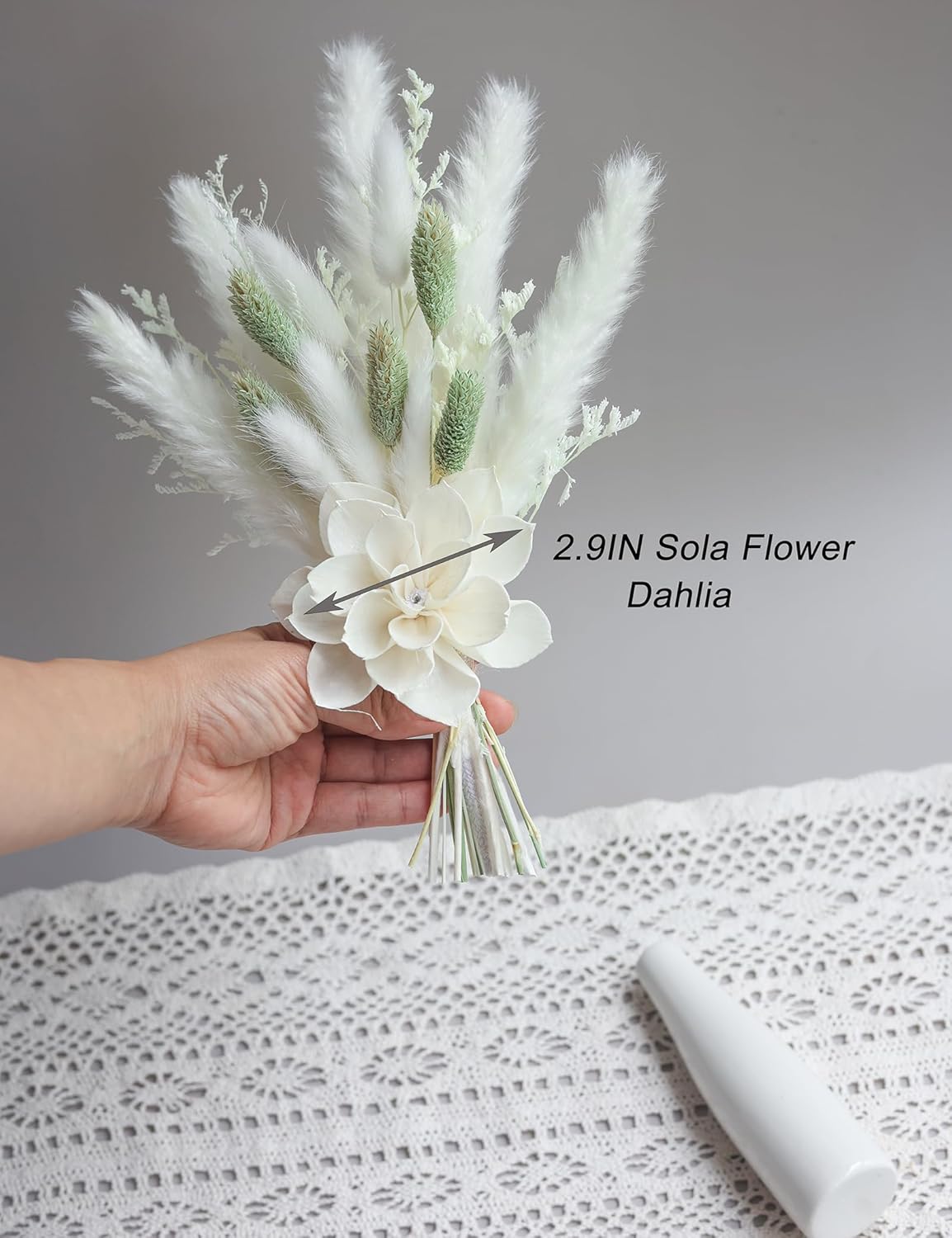 Dried Flower Bouquet with Ceramic Vase Set