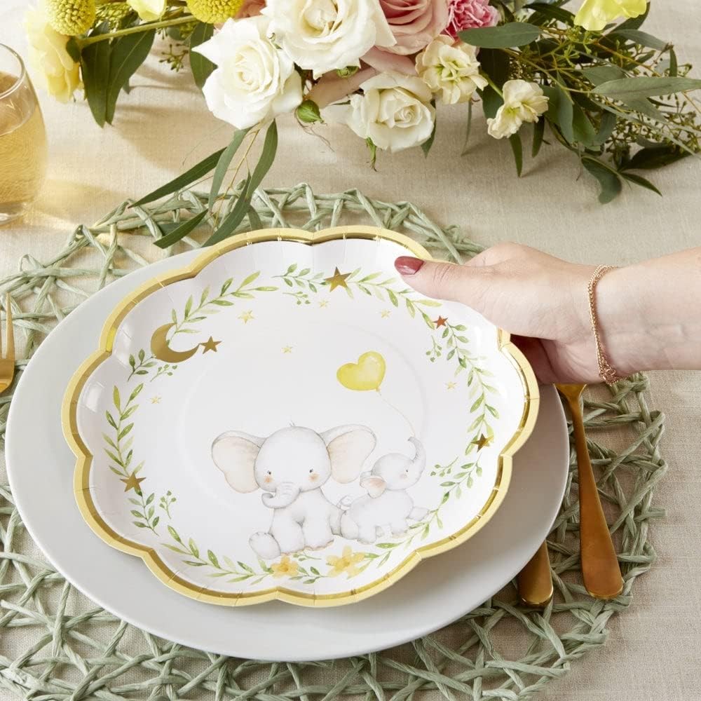 Kate Aspen 64 Pcs Elephant Baby Paper Plates 9 Inch