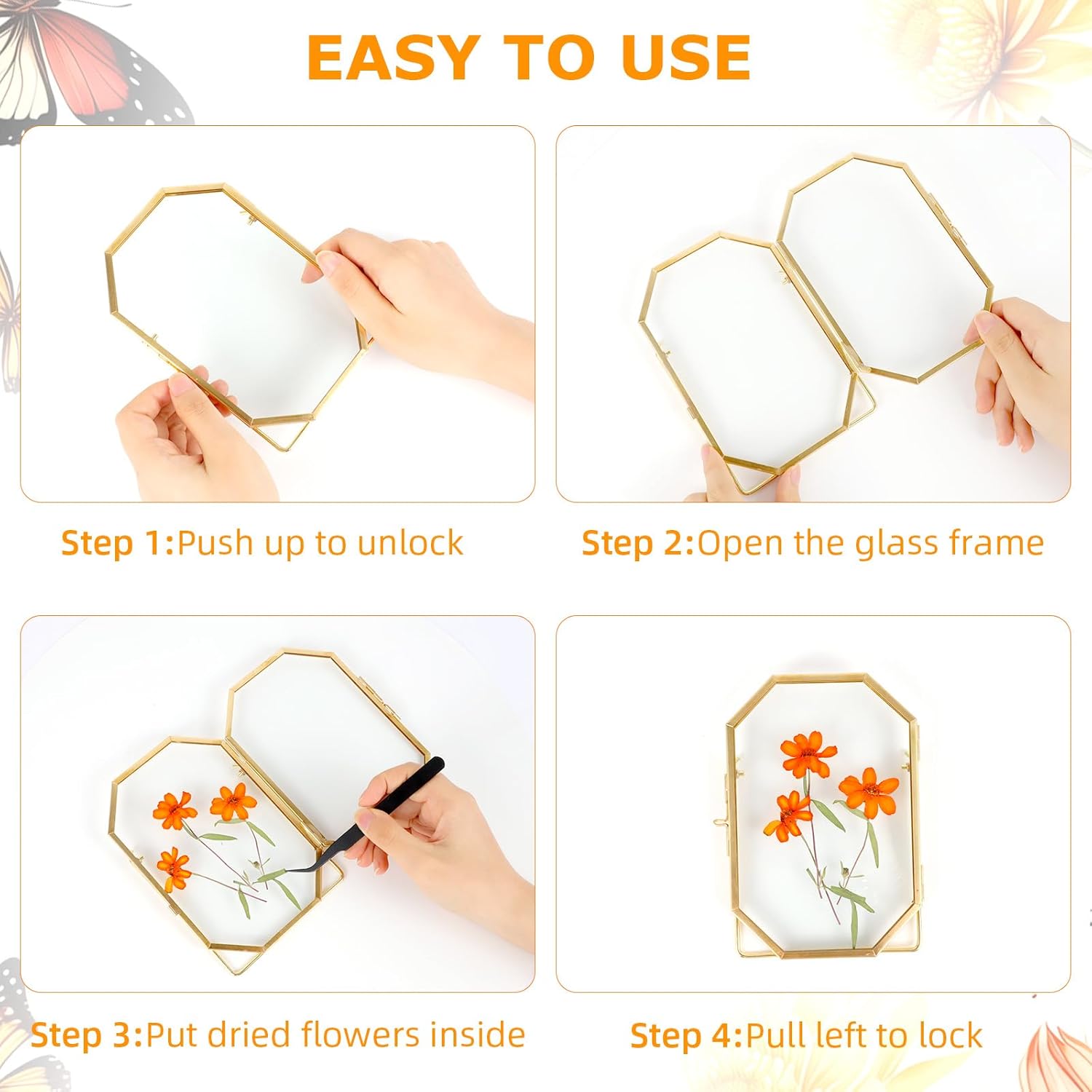 Himitimi 2 Pcs 4x6 Inch Gold Flower Frame Decor