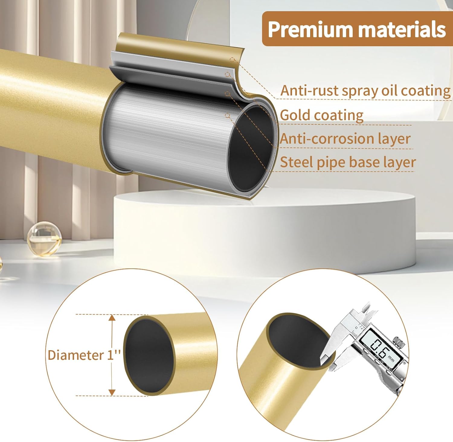 Gold Wrap Around Curtain Rod for Windows 28-48 Inches