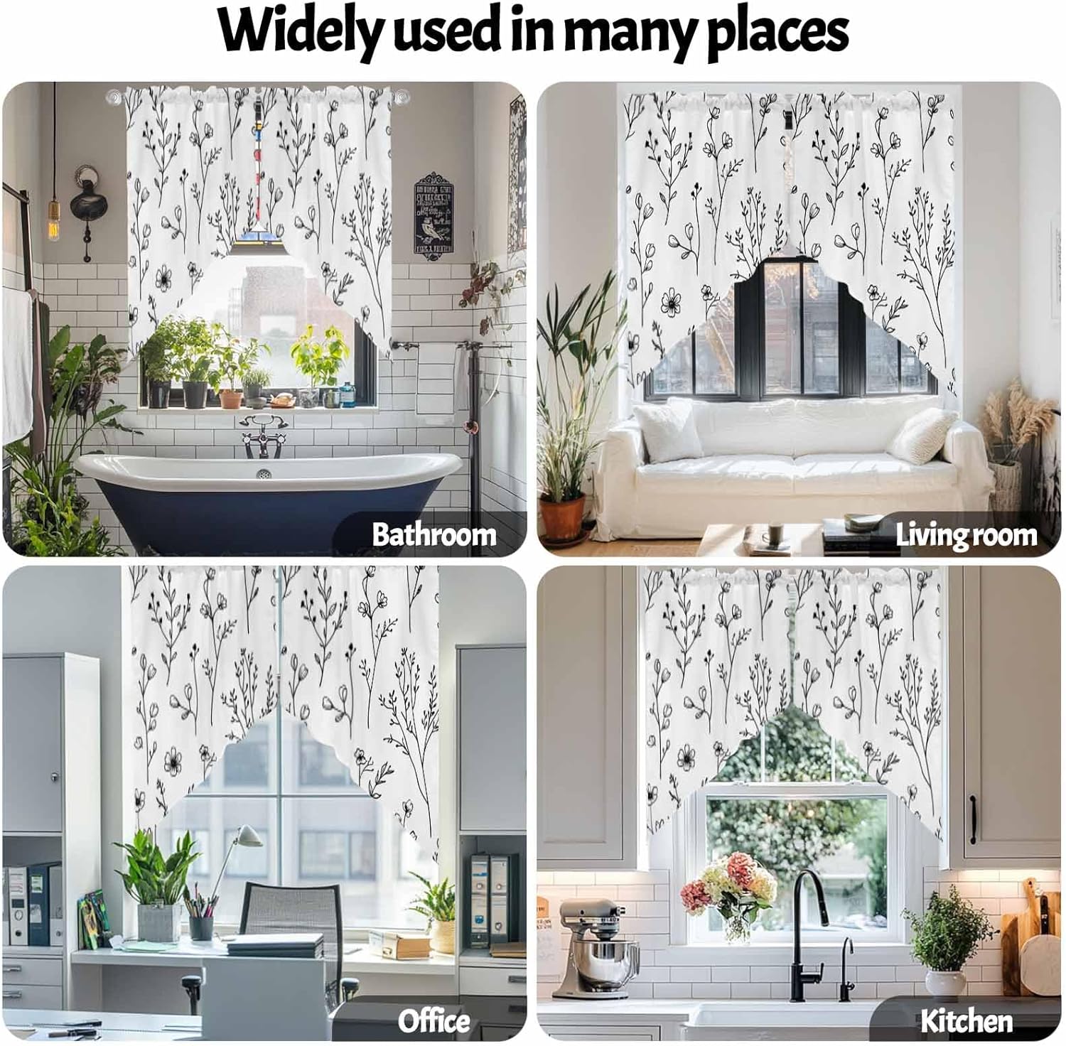 Spring Blooms Botanical Swag Valances 2 Pack Kitchen Window Curtains