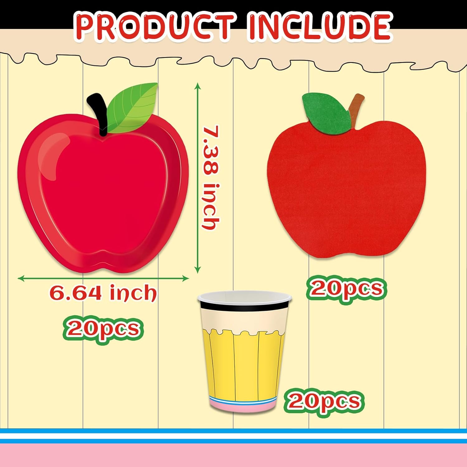 60PCS Back to School Disposable Tableware Set for 20 Guests
