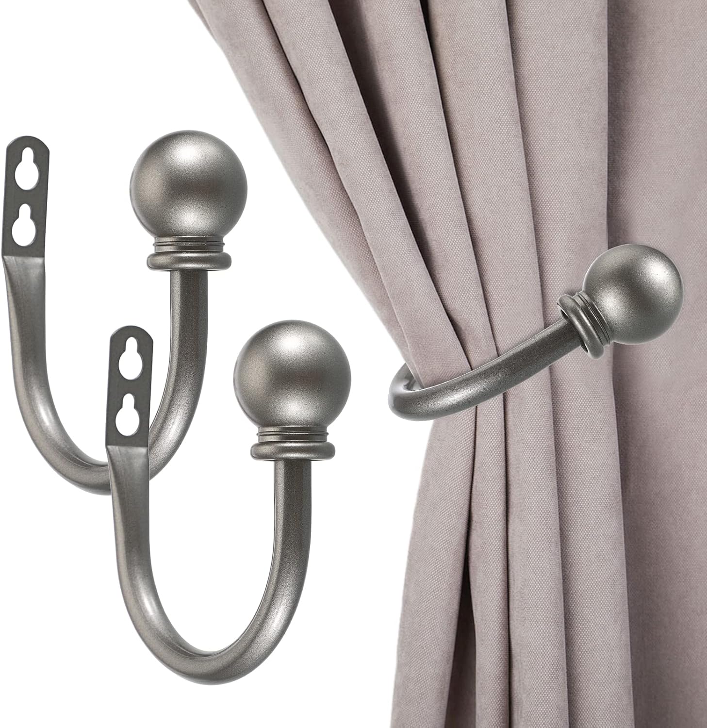 Sumnacon Set of 2 Decorative Curtain Holdbacks Grey