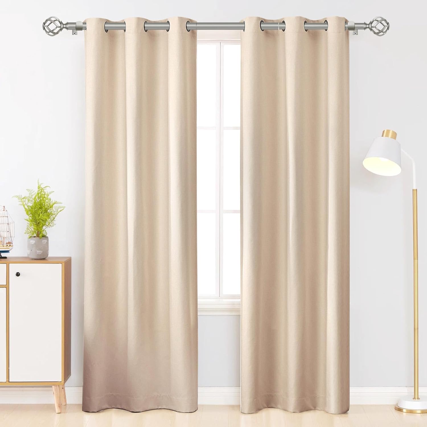 USFOOK Antique Silver Curtain Rod 32-58 Inches