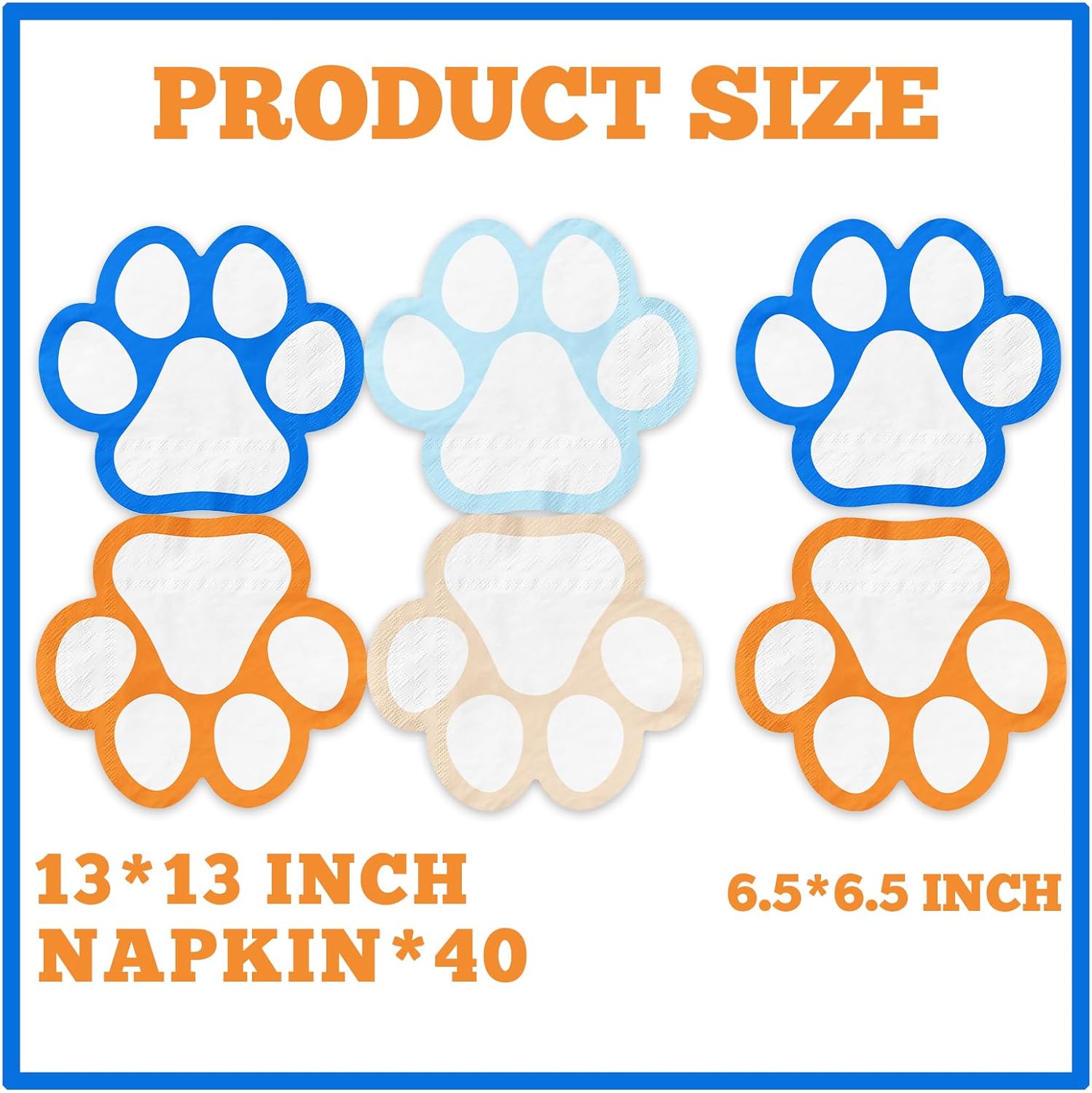Blue Dog 40-Pcs Paw Napkins - Birthday Party Set