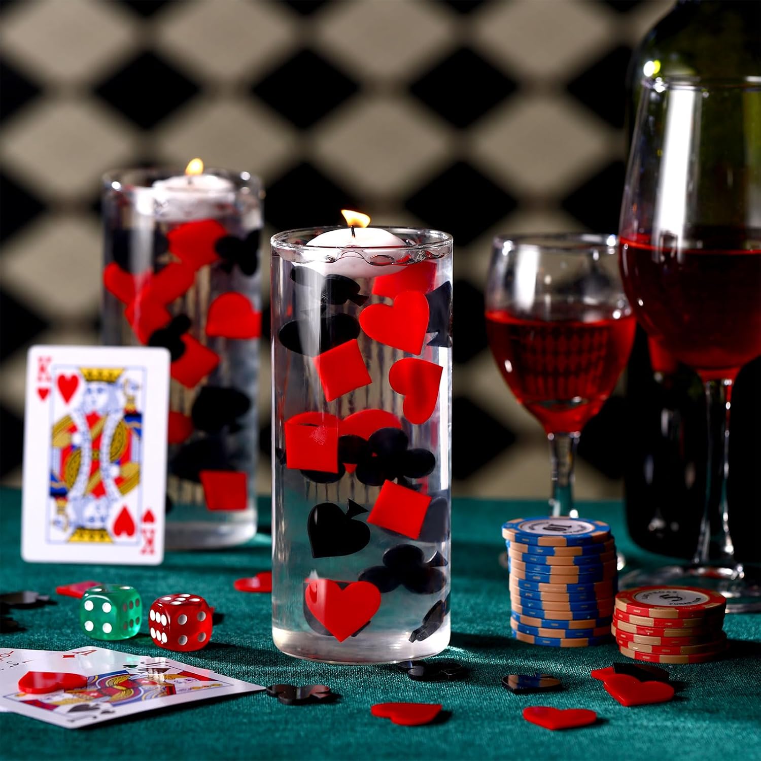 96 Pcs Casino Vase Filler Acrylic Poker Decorations