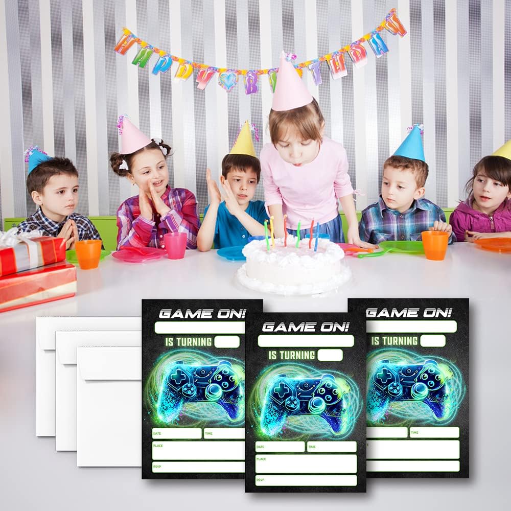 Neon Video Game Birthday Invitations Set of 20 1