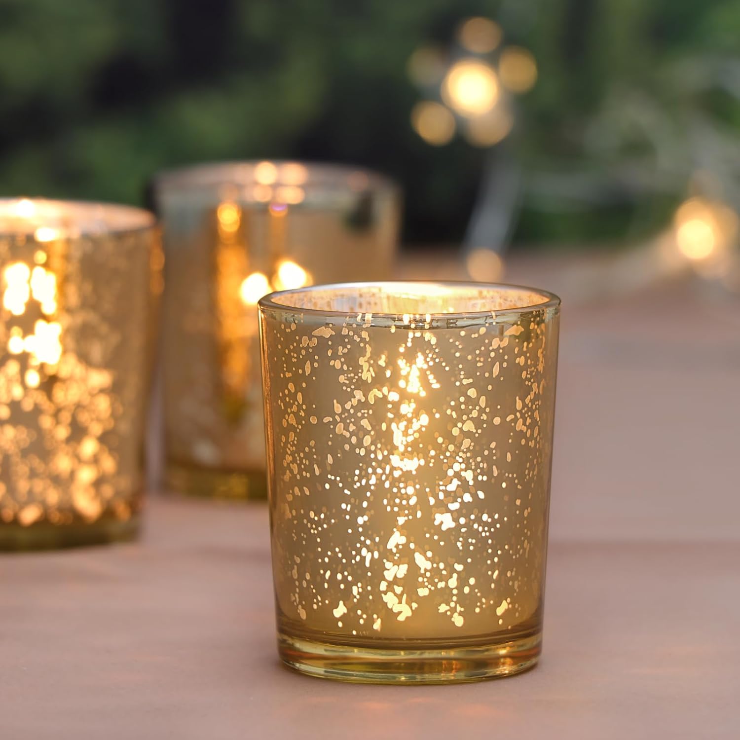 Gold Tea Light Candles Holders for Wedding Centerpieces 24Pcs