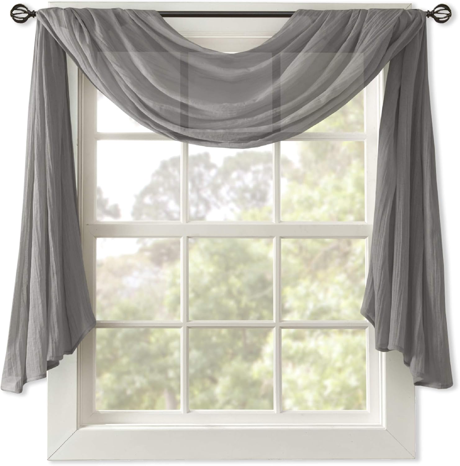 Madison Park Harper Sheer Curtain - 42 x 144 Grey