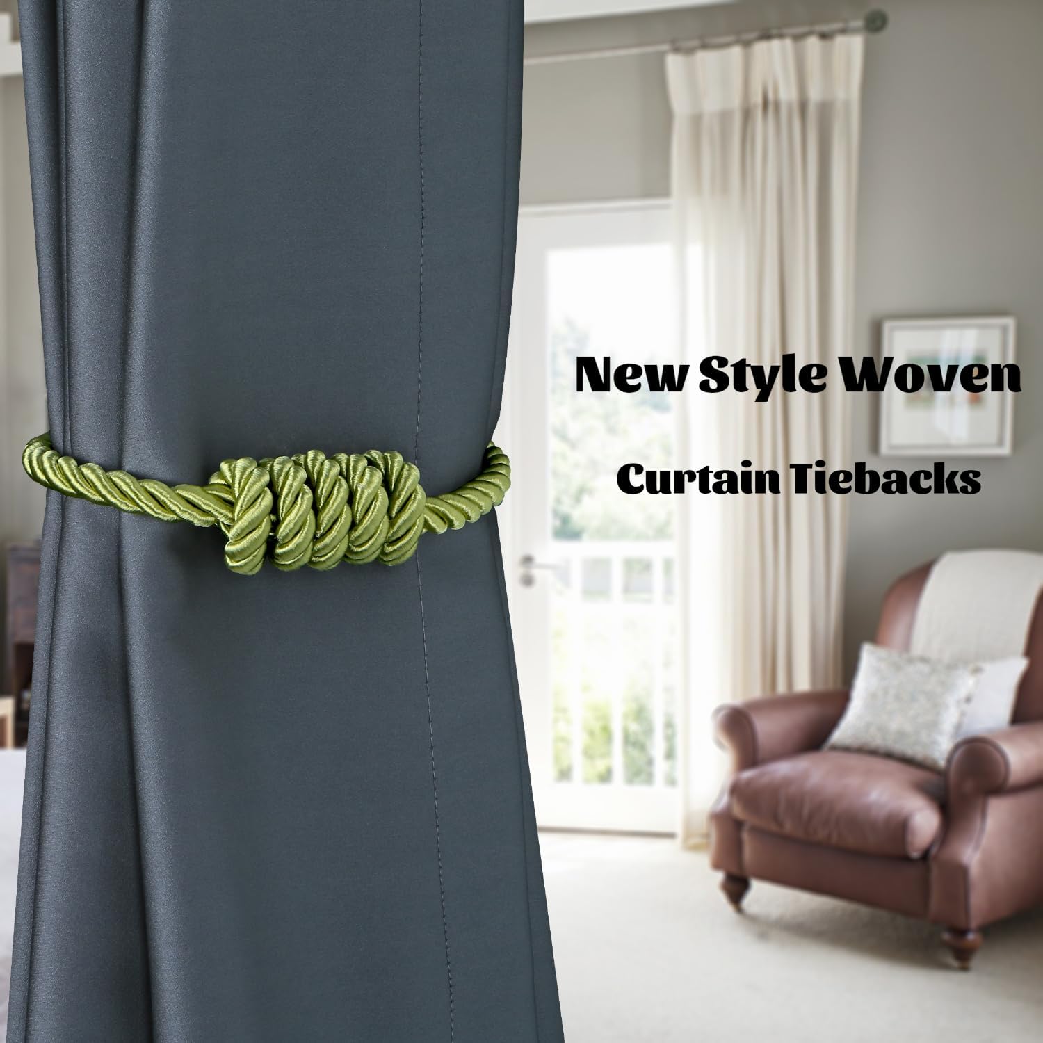 BEL AVENIR Magnetic Curtain Tiebacks 2 Pack Green