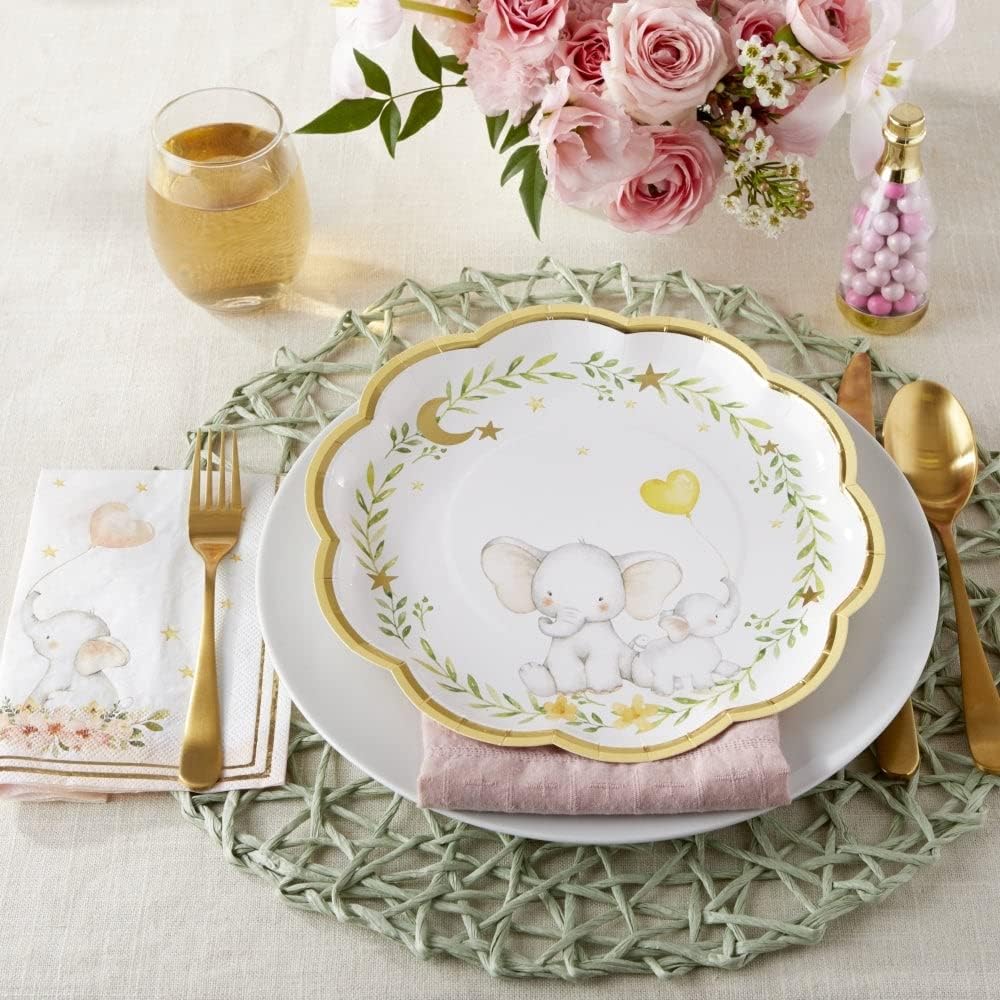 Kate Aspen 64 Pcs Elephant Baby Paper Plates 9 Inch