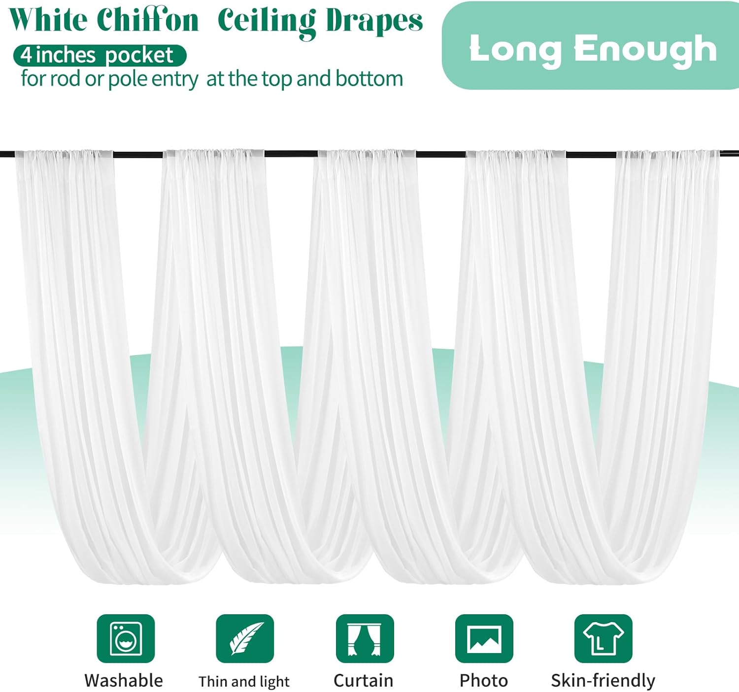 10 Panels White Ceiling Drapes Wedding Arch Decor
