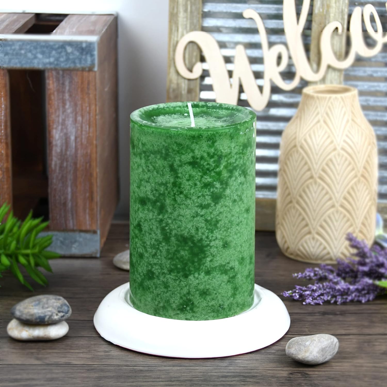 Jeco 6 Inch Holiday Forest Scented Pillar Candle