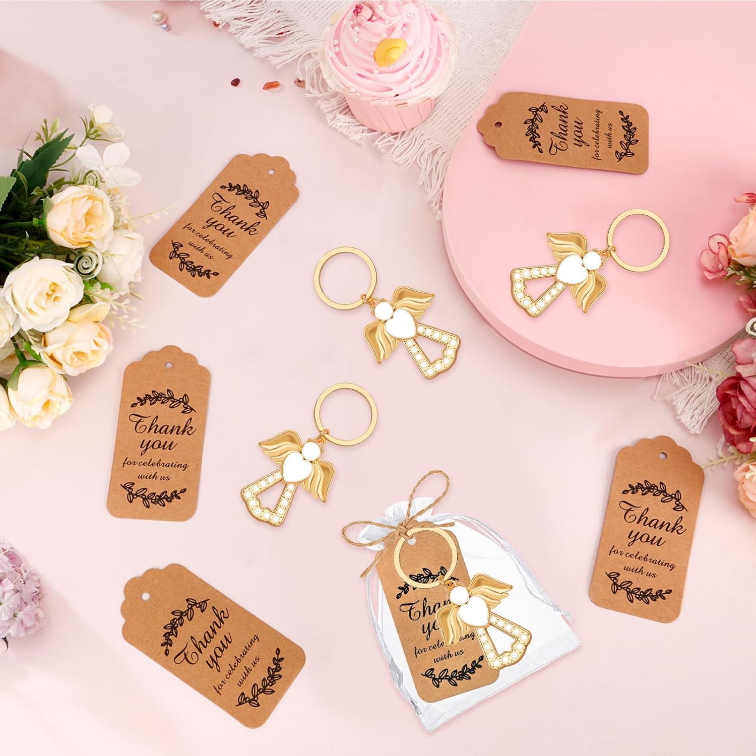 VZCBZC 24Set Angel Keychain Favor Pack