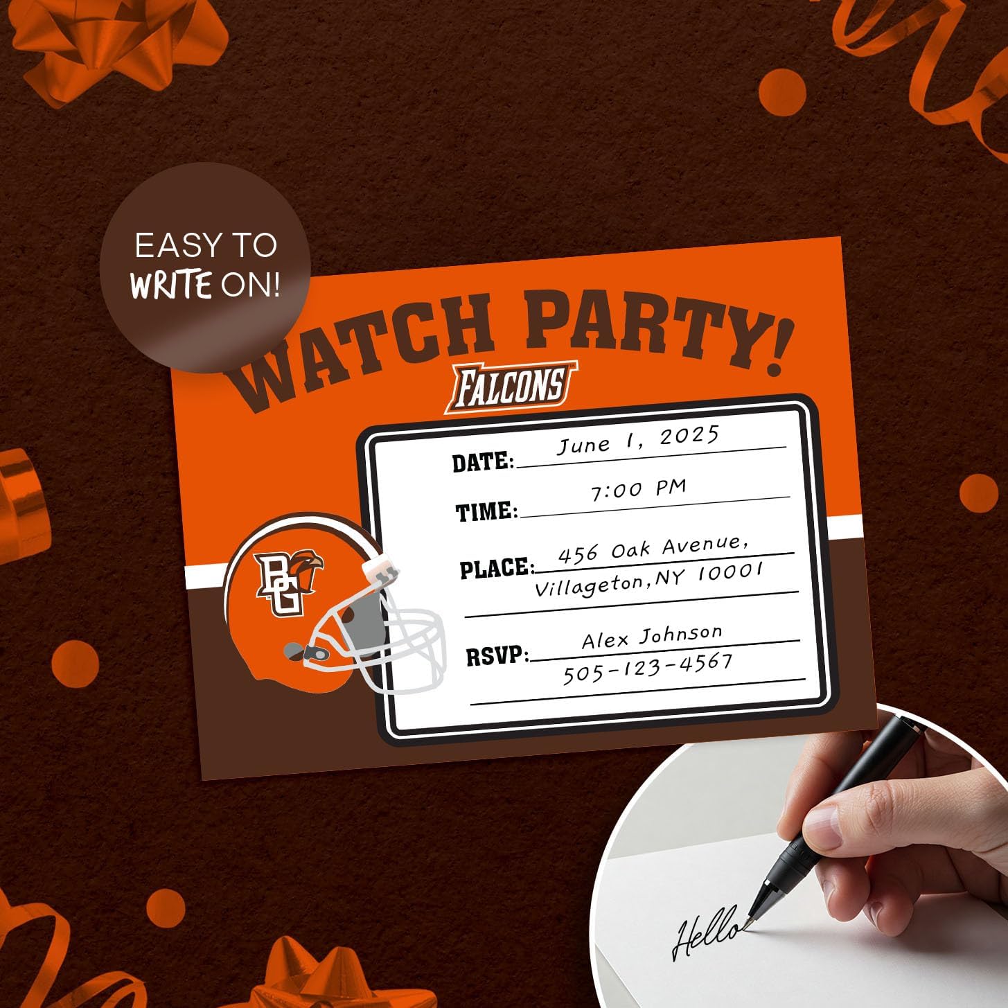 Desert Cactus BGSU Falcons 5x7 Party Invites 10 Count With Envelopes