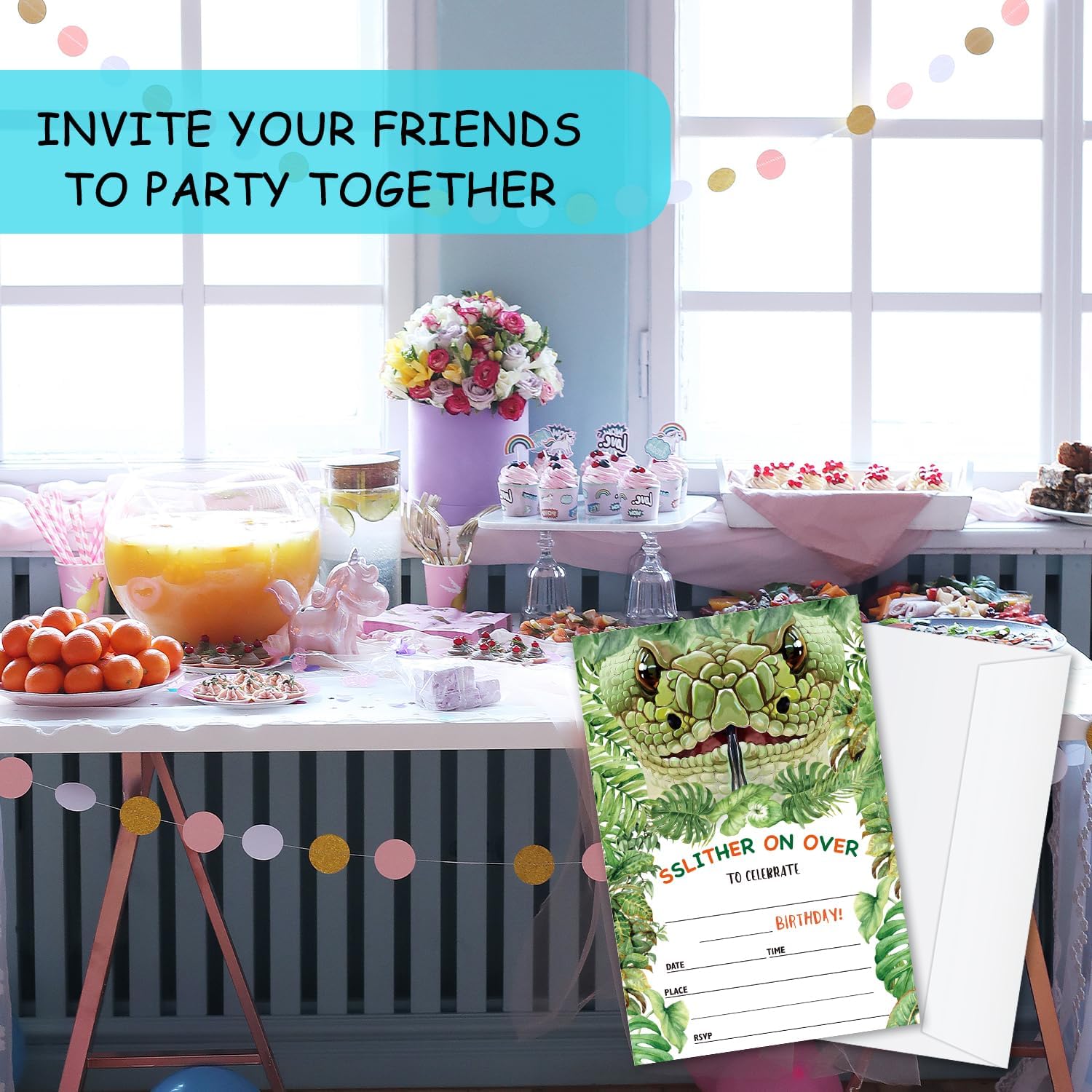 DOIUCRO Snake Birthday Party Invitations Pack of 20