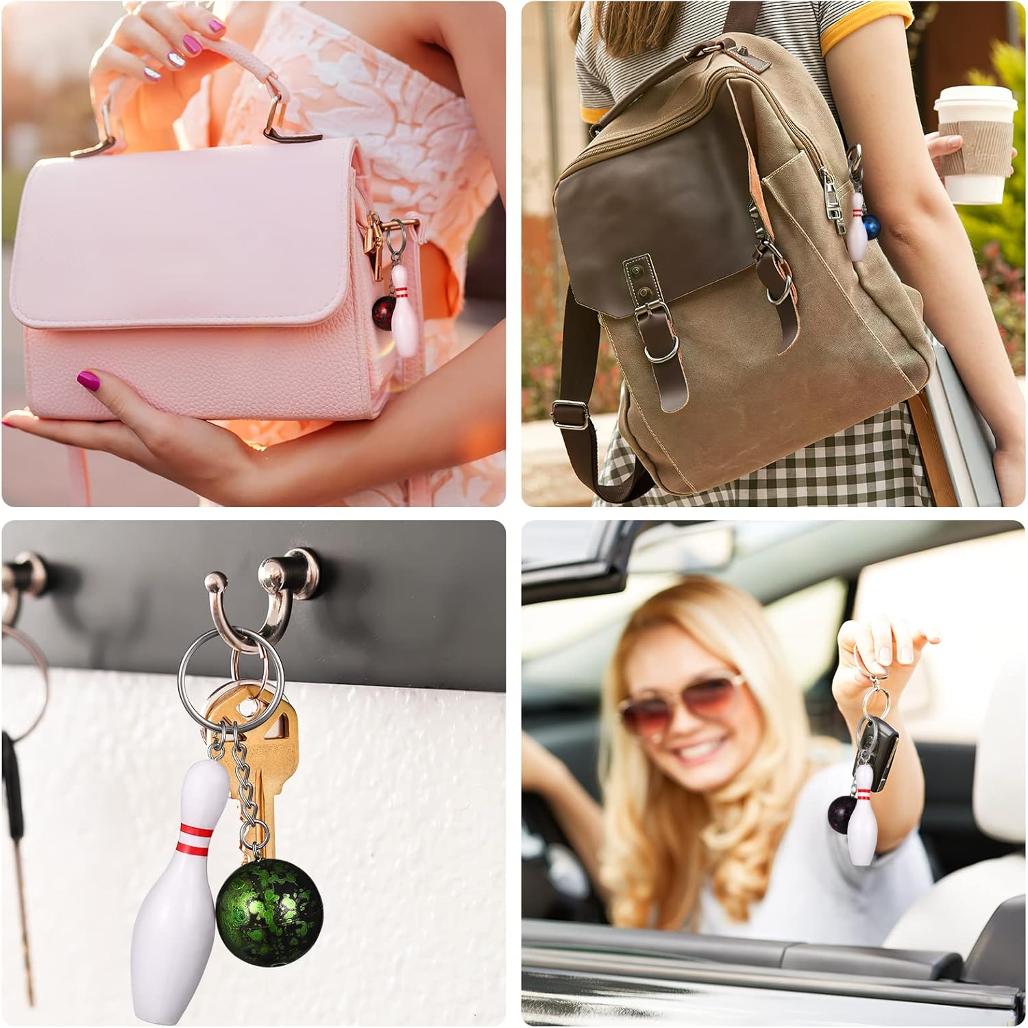 Homoyoyo 10PCS Mini Bowling Ball Keychain Set