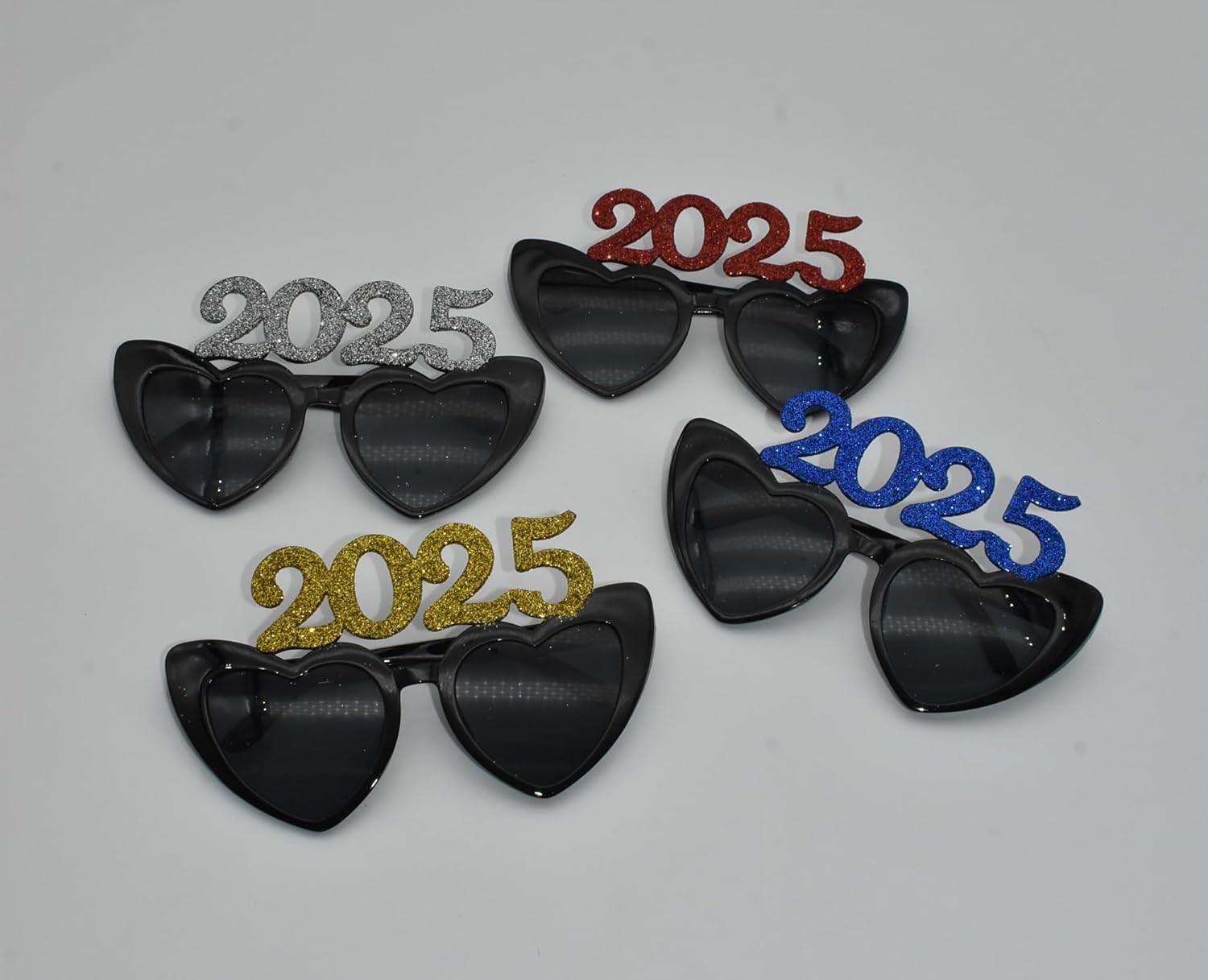 4PCS Glitter Plastic Heart Glasses 2025 Party Props